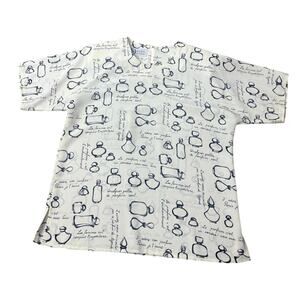 DA RUE Perfume Print Blouse Womens 6 Cream Paris Top